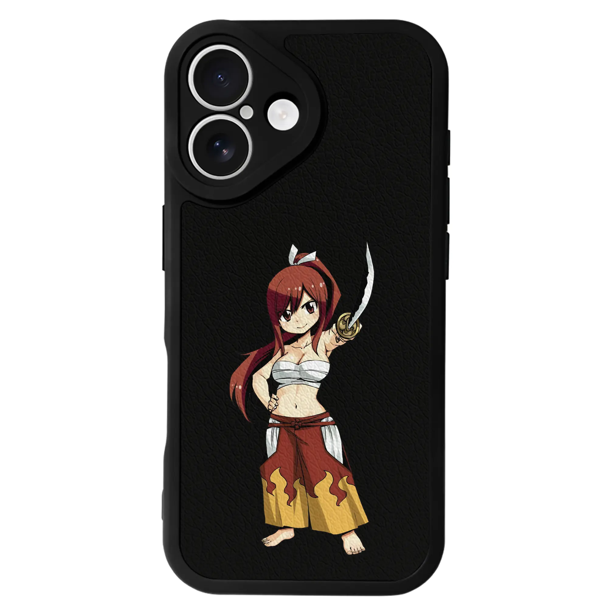 フェアリーテイル グッズ エルザ・スカーレット - IPhone 16シリーズ対応 ・ シリコンスマホケース ・ レザー調 ・ 高精度フィット ・ 耐衝撃 ・ ワイヤレス充電対応 ・ 精密カット